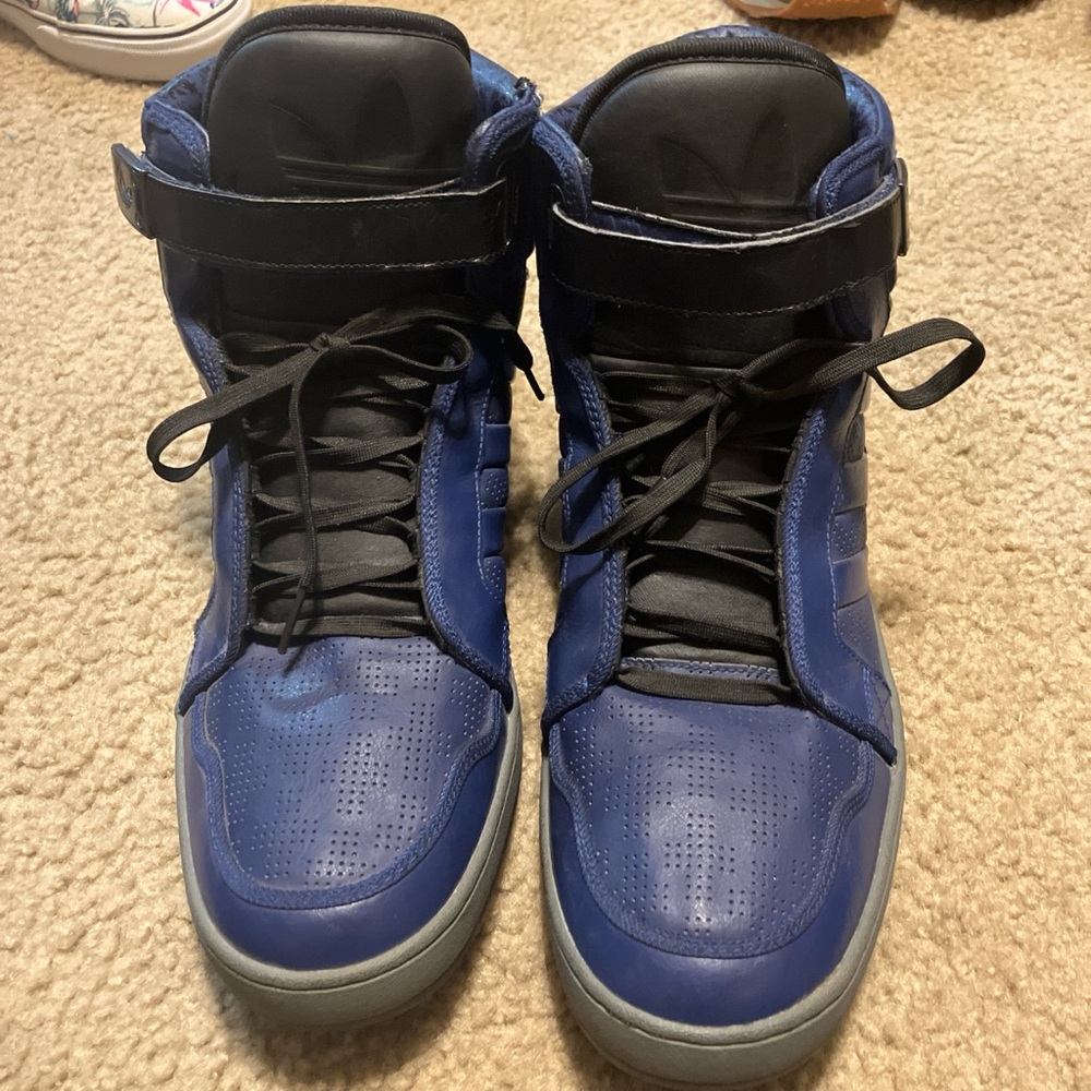 Adidas Men's Blue and Black High-Top Sneakers